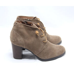 Sperry Top Sider Booties Womens 7.5M Brown Leather Side Zip Heeled Boots Shoes